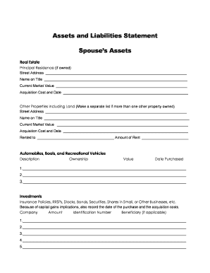 Assets and Liabilities Statement