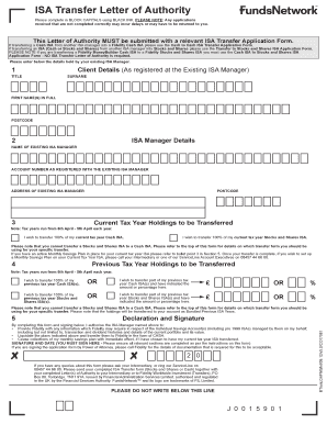 ISA Transfer Letter of Authority