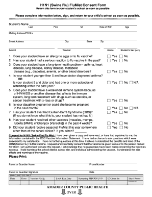H1N1 FluMist Consent Form