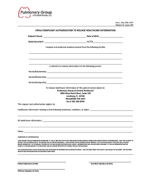 HIPAA Authorization to Release Healthcare Information