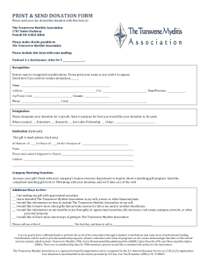 Transverse Myelitis Association Donation Form
