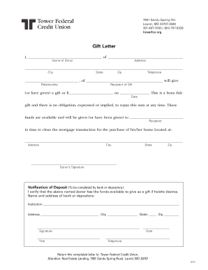 Gift Letter for Mortgage