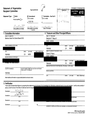 California Statement of Organization