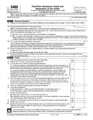 IRS Form 5405 First-Time Homebuyer Credit Repayment
