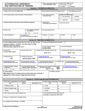 US Federal Employee Training Authorization Form