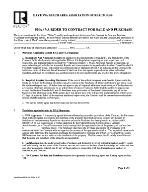 FHA VA Rider to Contract for Sale and Purchase