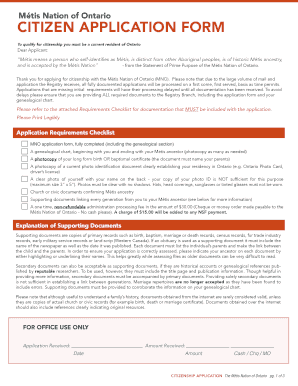 Métis Nation of Ontario Citizenship Application