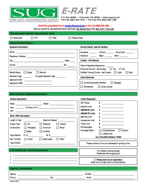Recreational Vehicle Insurance Quote Form