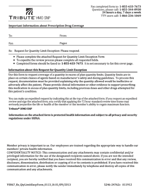 Request for Quantity Limit Exception Form