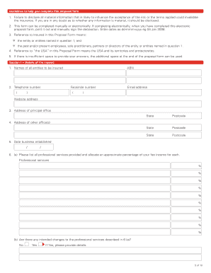 Professional Indemnity Proposal Form