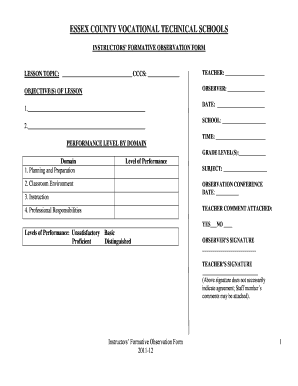 Instructors Formative Observation Form