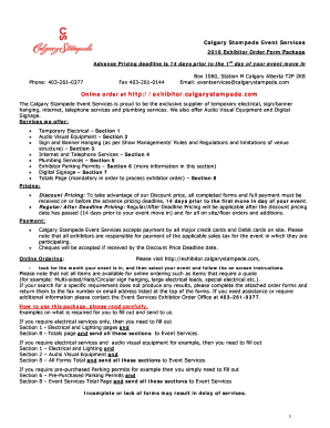 Calgary Stampede Exhibitor Order Form