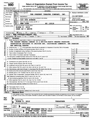 Form 990 2008 Tax Exempt Organization Return