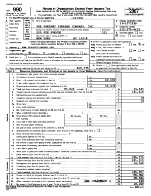 Form 990 2007 Tax Exempt Organization Return