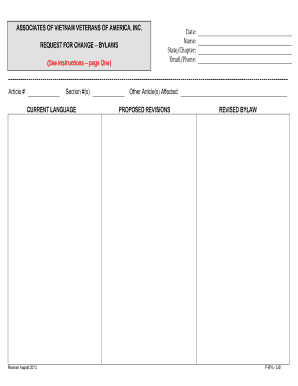 Bylaws Change Request Form Instructions PDF - avva