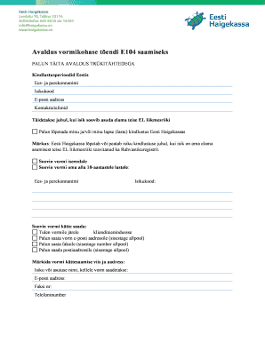 Application for Health Insurance Certificate E104