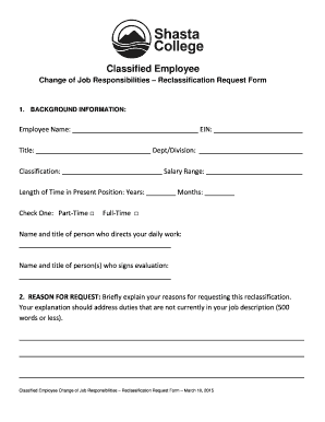 Classified Employee Reclassification Request Form