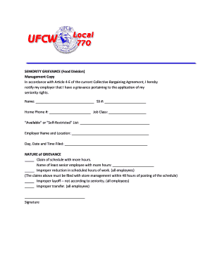 Seniority Grievance Form
