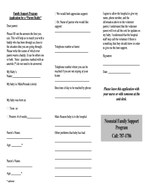 Neonatal Family Support Program Application