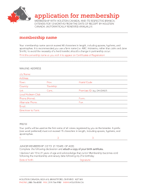 Holstein Canada Membership Application