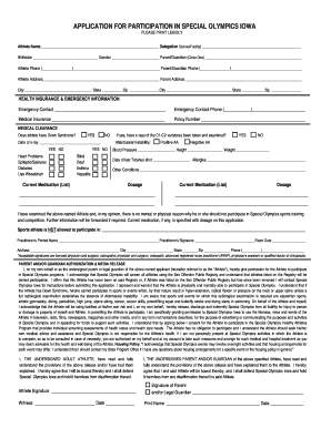 Special Olympics Iowa Participation Application