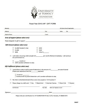 UH Foundation Gift Form