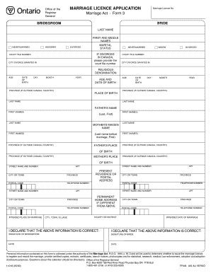 Marriage Licence Application