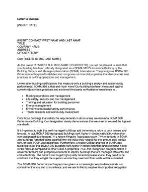 BOMA 360 Performance Building Designation Letter