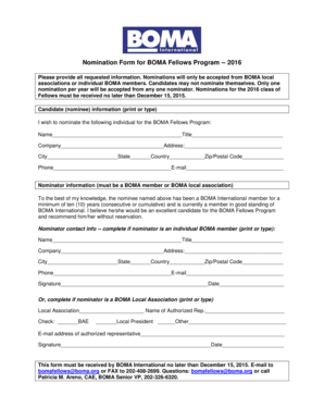 Nomination Form for BOMA Fellows Program 2016 Please provide all requested information - boma