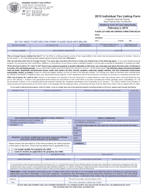 Orange County Individual Tax Listing Form