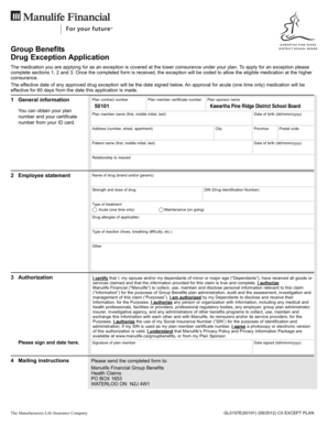 Drug Exception Application Form