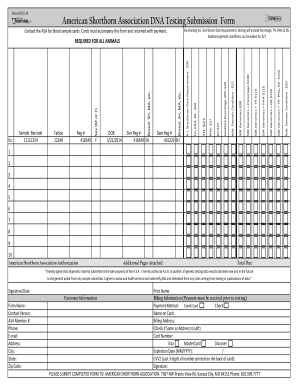 American Shorthorn Association DNA Testing Submission Form
