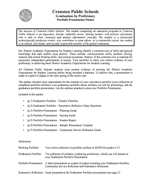 Cranston Public Schools Graduation Portfolio Presentation Packet