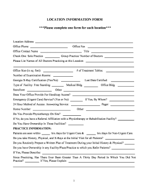 Location Information Form