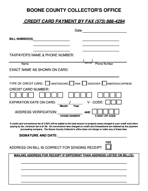 Boone County Credit Card Payment Form