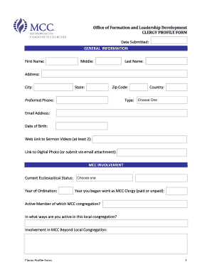 Clergy Profile Form