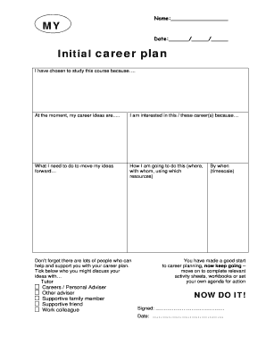 Initial Career Plan Form