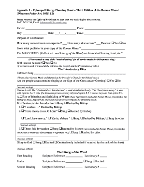 Episcopal Liturgy Planning Sheet