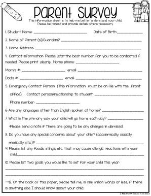 Parent Survey and Permission Forms