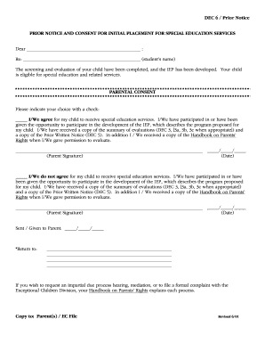 DEC 6 Prior Notice PRIOR NOTICE AND CONSENT FOR INITIAL