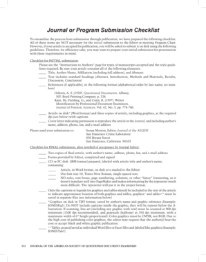 Journal Article Submission Checklist