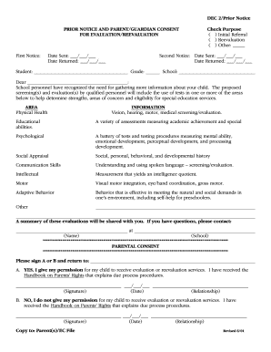 Prior Notice and Parent Consent Form