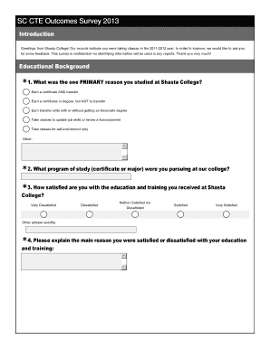 SC CTE Outcomes Survey 2013