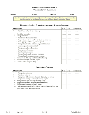 Can follow verbal directions during o Individual instruction o Group instruction Can follow classroom routines Requires clarification andor repetition of