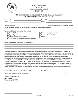 CONSENT FOR THE EXCHANGE OF CONFIDENTIAL INFORMATION 45 C