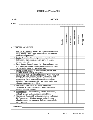 Custodial Evaluation Form