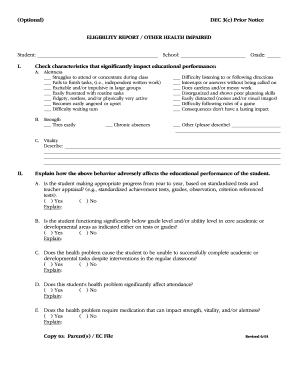 DEC 3(c) Prior Notice Eligibility Report