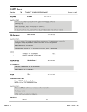 Facility Staff Questionnaire