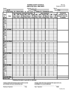 Warren County Employee Dual Time Sheet