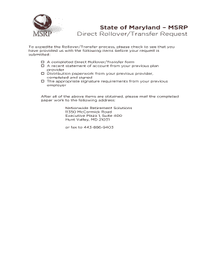 Maryland Direct Rollover/Transfer Request Form